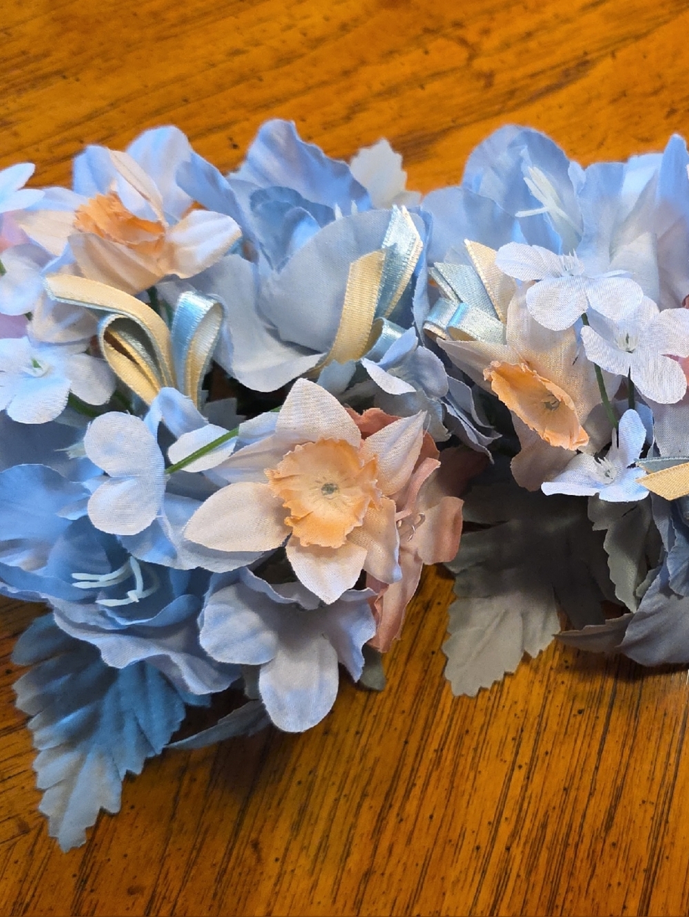PartyLite 1 inch Meadow Glen Candle Ring Pair Blue and Peach Floral